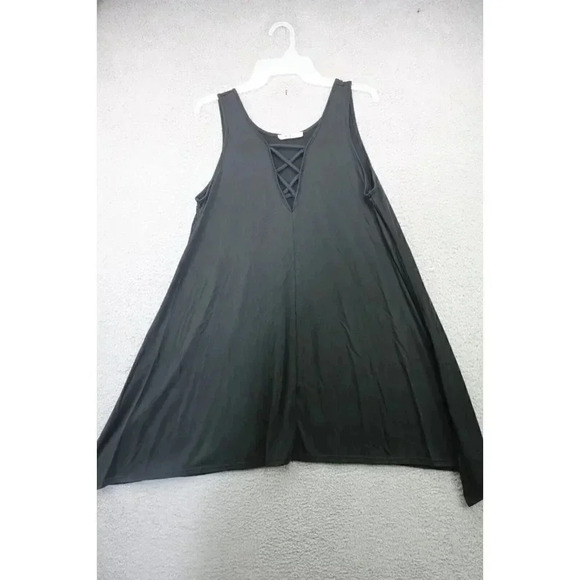 Mikey & Joey Women's Black Dress-Asymmetrical Hemline -Size Large-Rayon - Picture 1 of 6